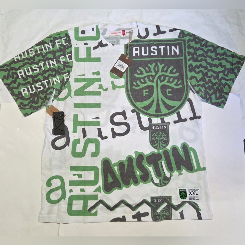 Austin FC Mitchell & Ness MLS Size 2XL Shirt Jumbotron 3.0 Artwork Green NWT